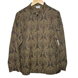 BonWorth Tapestry Jacket Women's Large Full Zipper Brown Paisley Jacquard Granny